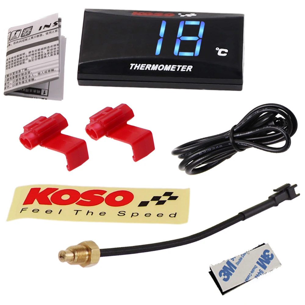 Super Slim Series Koso Digital Thermometer Voltmeter Kit Digital Display Instrument Meter Car Water Temperature Gauge Sensor