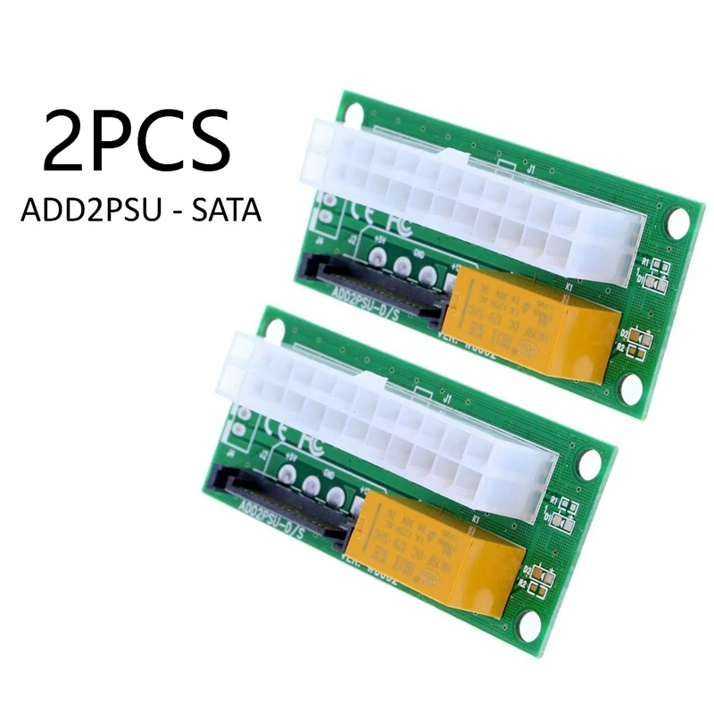 

2PCS Dual PSU Adapter ATX 24Pin to SATA Power Sync Starter Card ADD2PSU Riser Extender Adapter for BTC Miner Mining