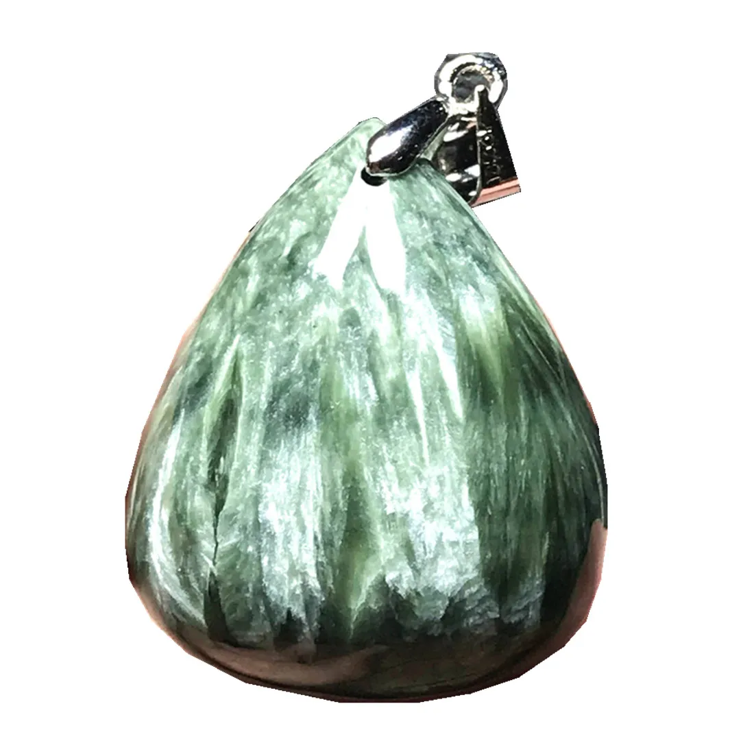 Ожерелье с подвеской из натурального зеленого серафинита для женщин и мужчин