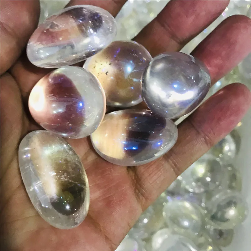 

100-500g Natural white rainbow angel aura quartz crystals stones
