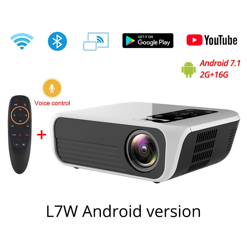 L7W Android Touyinger L7 светодиодный нативный 1080P проектор 4500 люмен full HD мультимедийный проектор Видео Android 7,1 wifi AC3 Bluetooth Домашний кинотеатр HDMI - Цвет: L7W Android