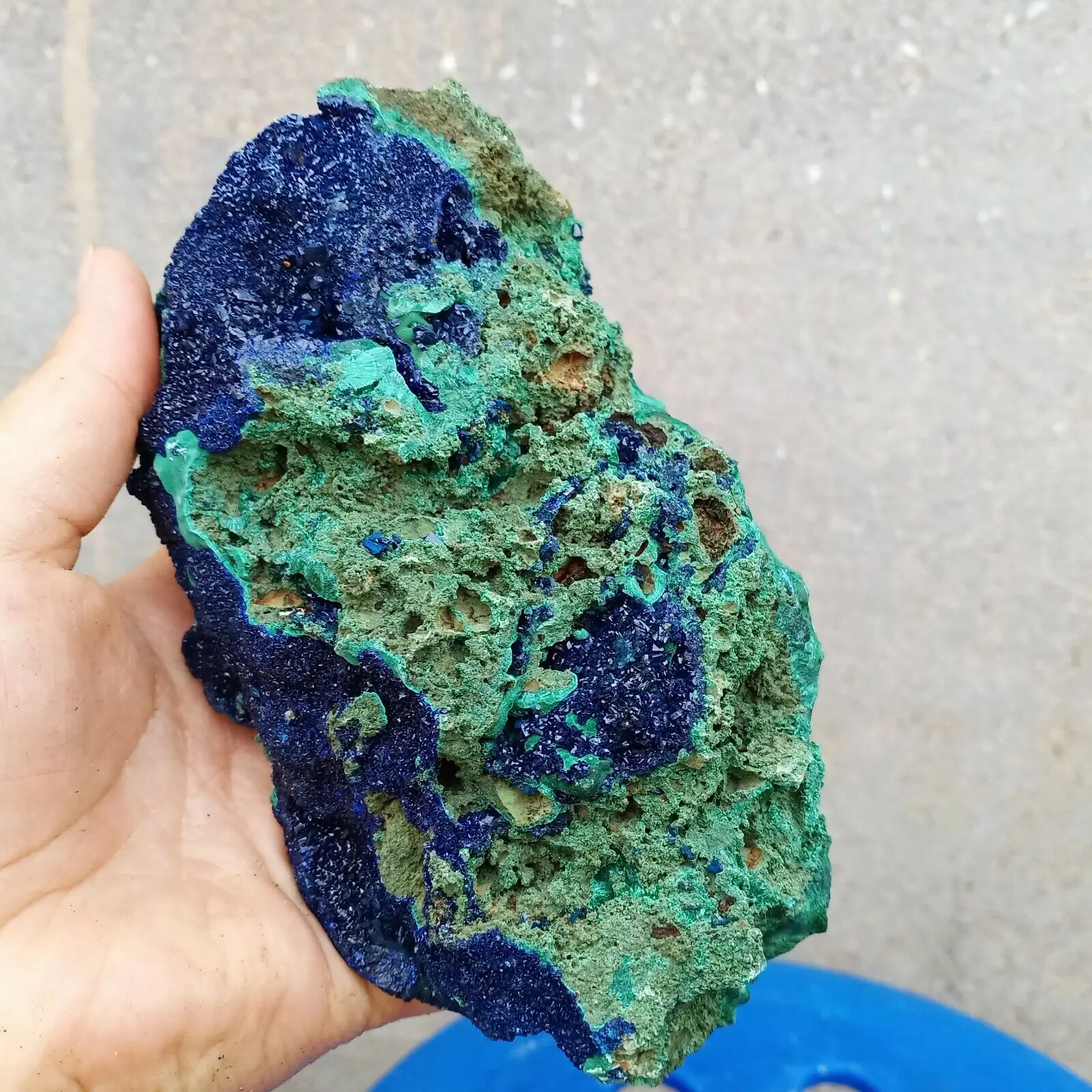 

Natural blue sapphire malachite quartz crystal mineral sample
