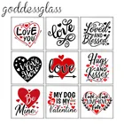 С принтом сердце, Любовь буквы ко Дню Святого Валентина квадрат 10 шт. Смешанные 12 мм20 мм25 мм30 мм кабошоны разрисованные изделия из стекла демо с плоской задней частью, украшения своими руками