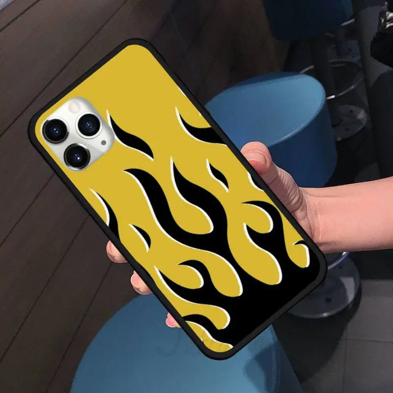 

fashion Red Black Art Flame Pattern Phone Case For iphone 7 8 12 11 XR XS pro Max Mini plus Soft silicone cover shell funda