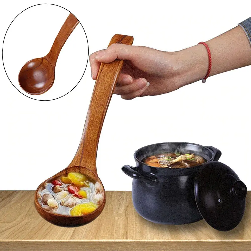 

Large Rice Ramen Tableware Soup Scoops Wooden Spoon Kitchen Supplies Natural
