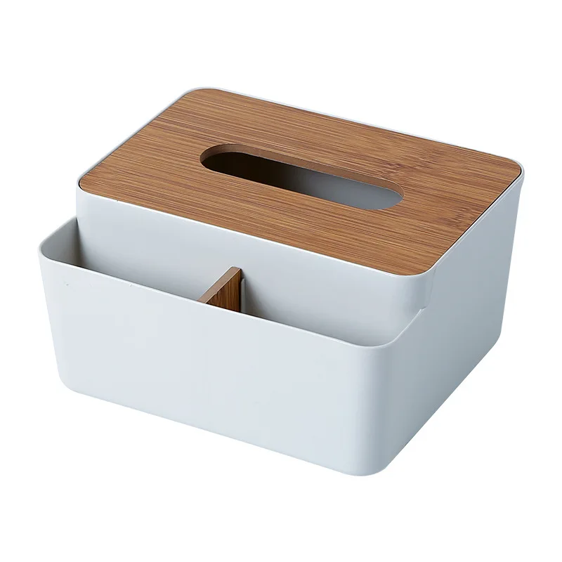 

3 Grids Creative Japanese-Style Tissue Box Desktop Wooden Lid Coffee Table Paper Remote Controll Containers Desk Decor