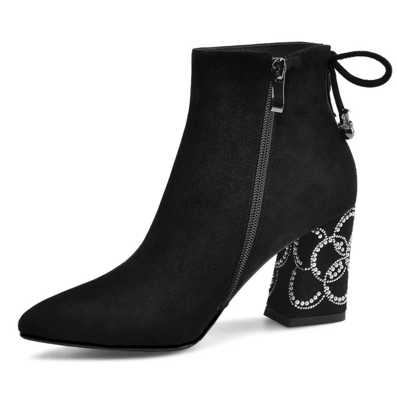 FEDONAS Pearl Embroider Women Ankle Boots High Heeled Prom Elegant Ladies Shoes Woman Warm Autumn and Winter Short Chelsea Boots