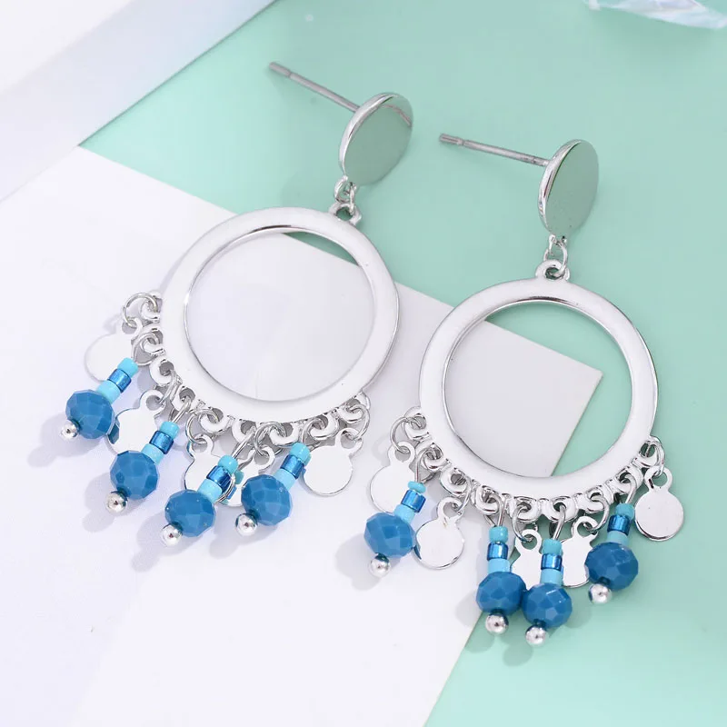 Shineland этнические Бусины круглые Висячие серьги для женщин женские 2020 Свадебные