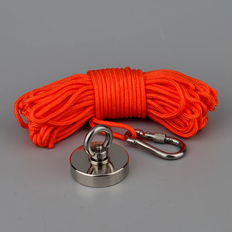 Мощный Неодимовый Постоянный магнит N52 200 кг рыболовный с веревкой 10 м магнитная