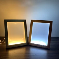 wood table lamp usb powered led photo frame light bedroom bedside lamp 3d night light home decor ornaments gift for girlfriend