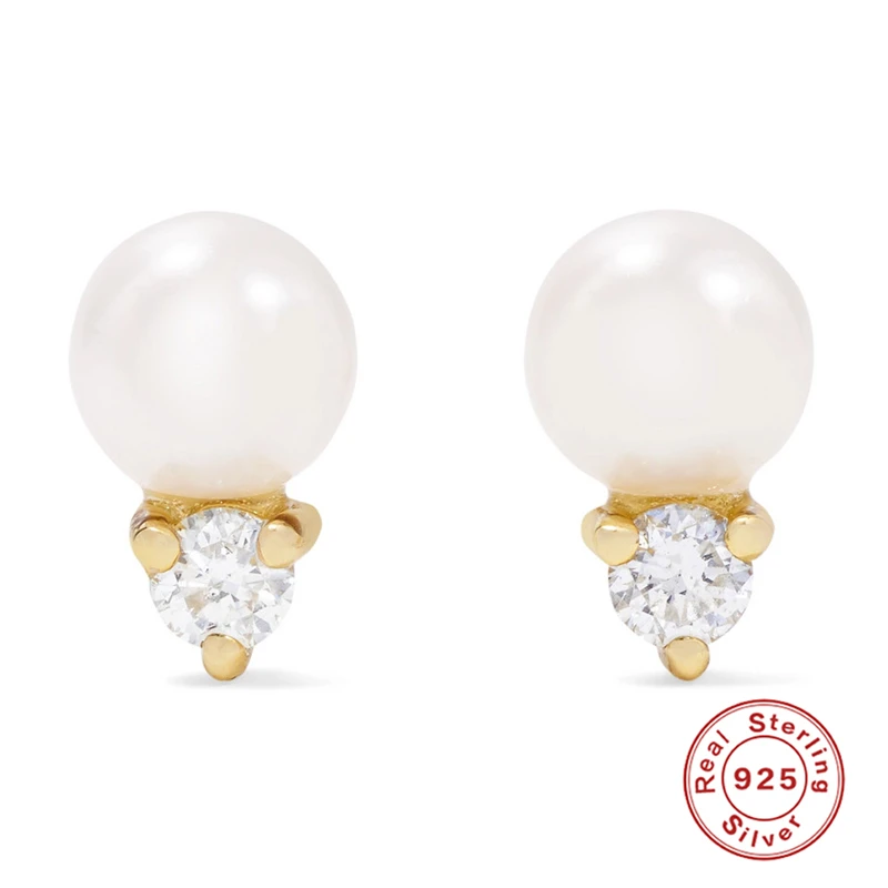 Женские серьги из стерлингового серебра 925 пробы золотые маленькие костяные