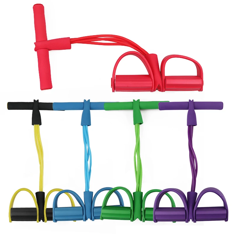 Фитнес-резинка 4 трубки Эспандеры латексный Педальный Тренажер сидячий эспандер