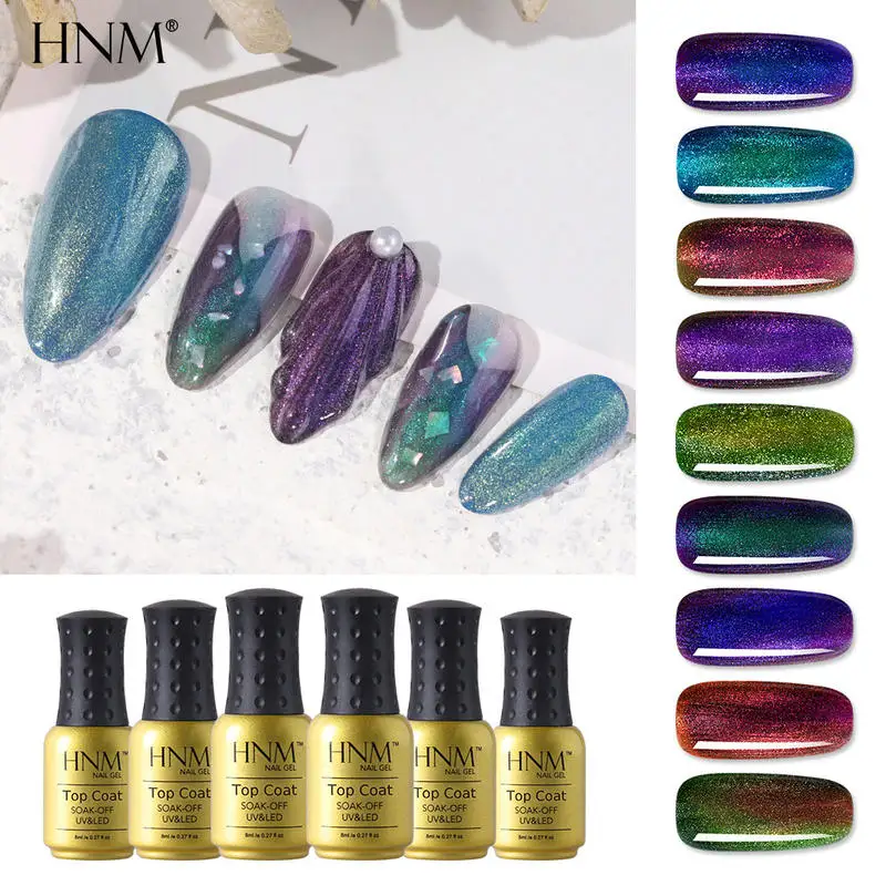 Топовое покрытие HNM блеск для губ хамелеон с жемчужным эффектом чёрная белая база