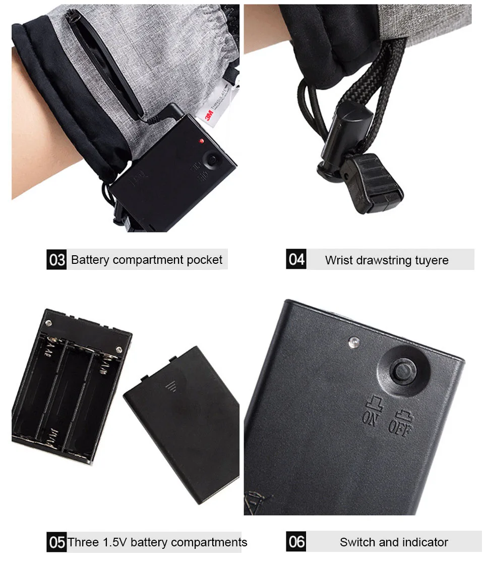 

Catazer Electric Heating Snowmobile Snowboard Ski Gloves Snow Mittens Windproof Waterproof Men Women Snowboarding Skiing Gloves