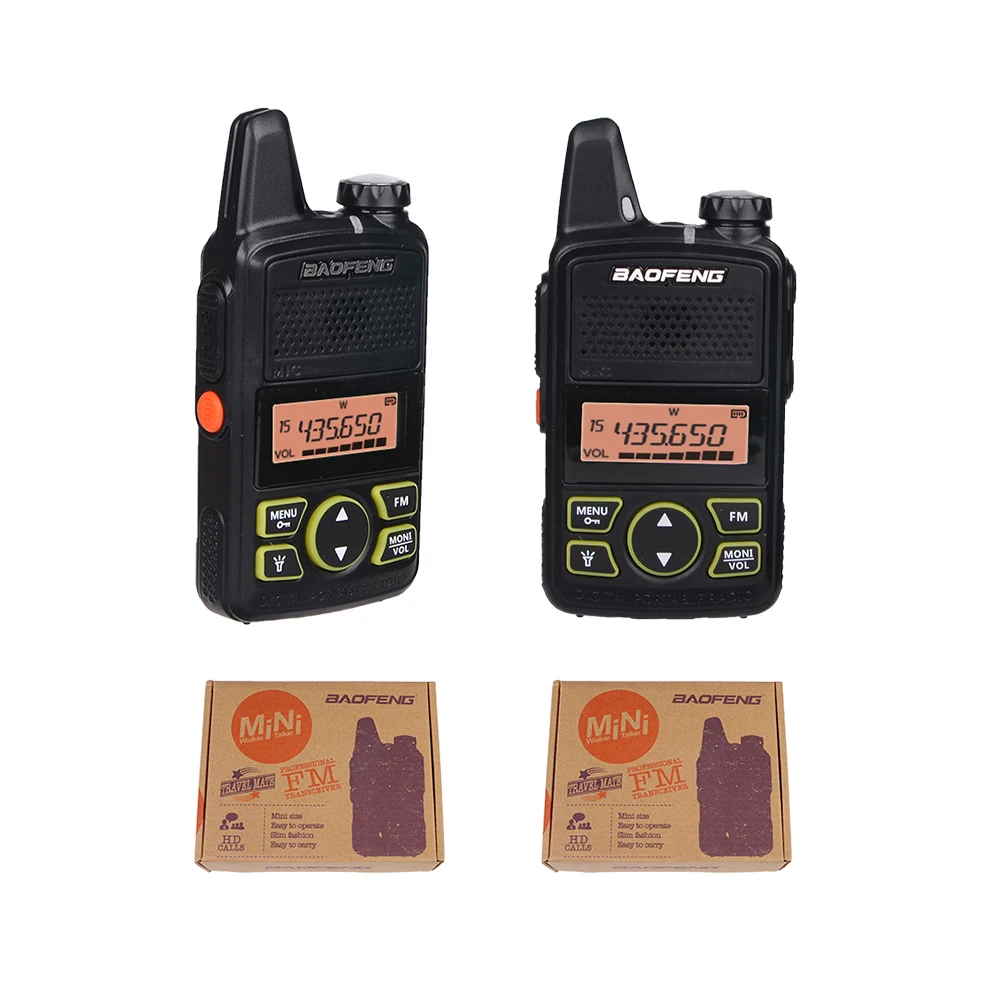 2pcs With Box 1 шт. мини Baofeng Walkie Talkie 10 км BF-T1 UHF 400-470MHz lcd Портативное двухстороннее радио детская игрушка беспроводной домофон FM Ham радио - Цвет: 2pcs With Box