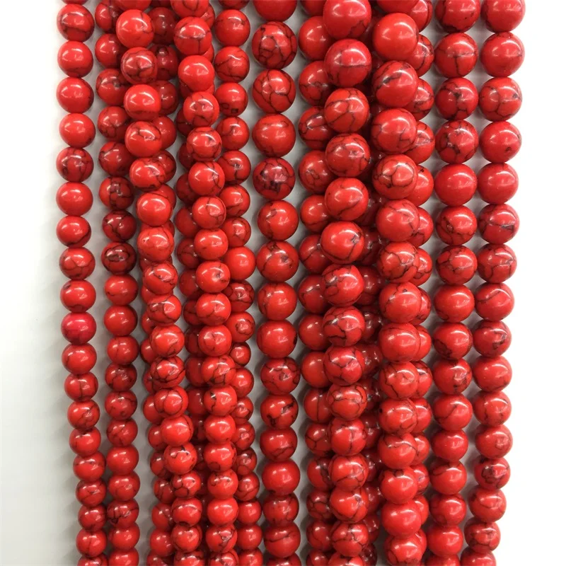 Бусины круглые из бирюзы для изготовления ювелирных изделий 4/6/8/10/12 мм | Украшения