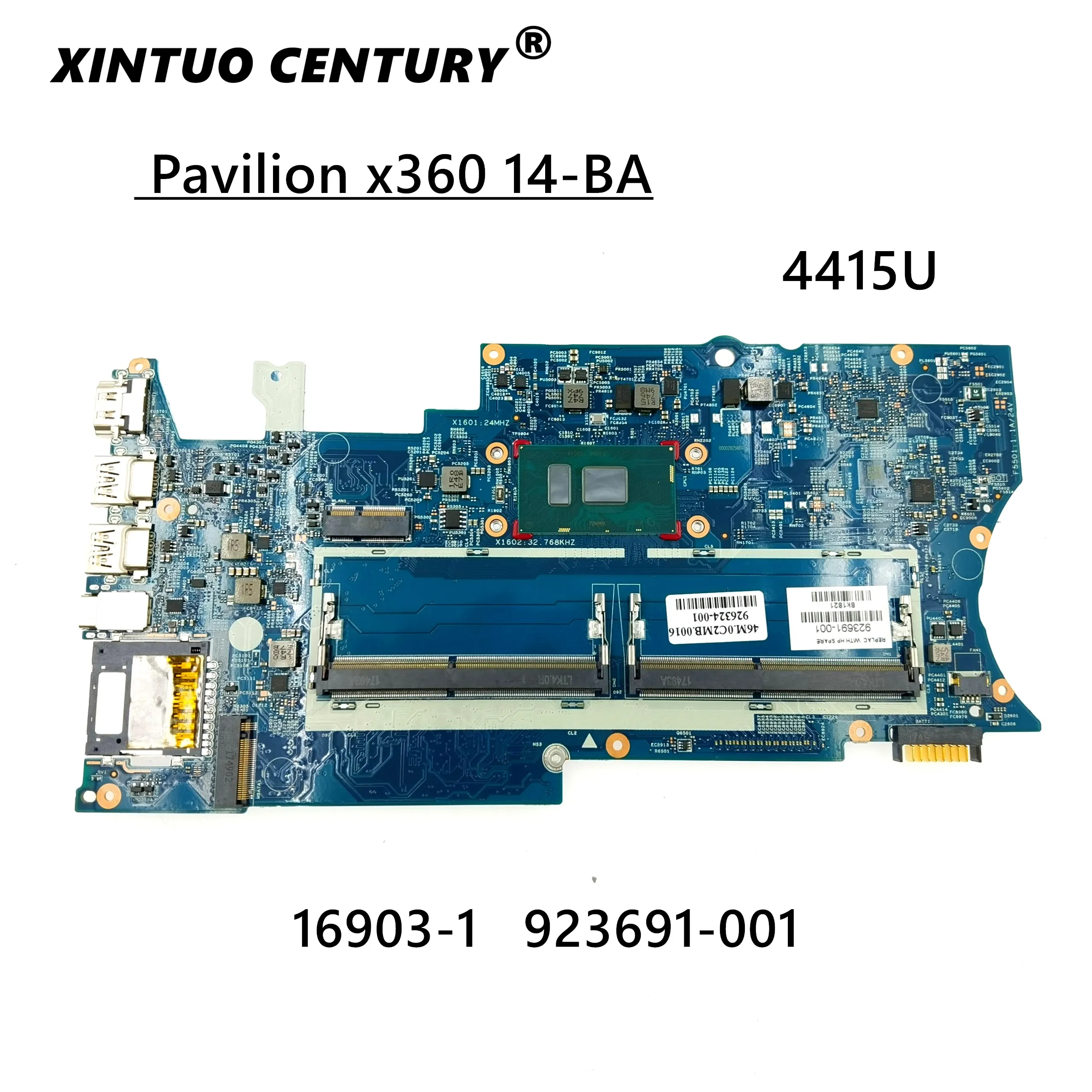 

Материнская плата для ноутбука HP Pavilion x360 Convertible 14-BA, 4415U CPU 16903-1, материнская плата 923691-601 923691-001, протестированная работа