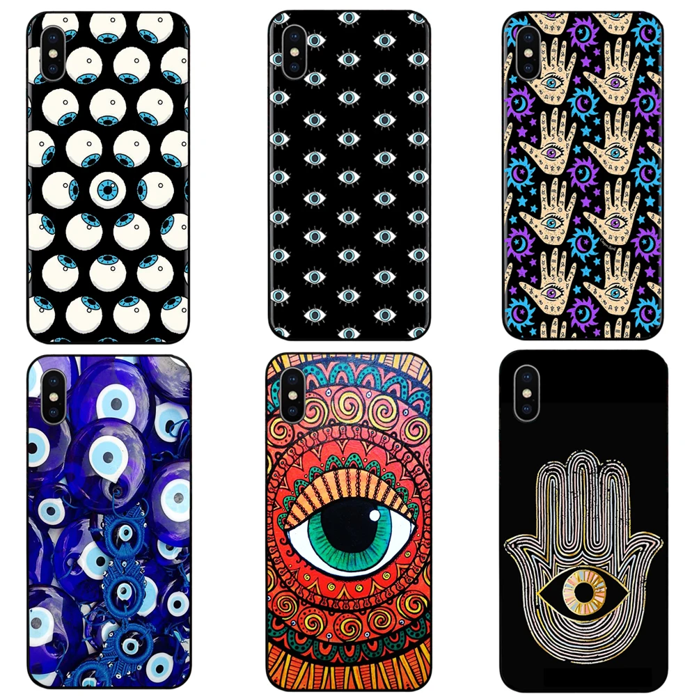 Чехол для телефона от сглаза черный мягкий чехол Iphone 12 Pro Mini 11Pro Max Se2 6s 7 8 plus 5 X XS XR