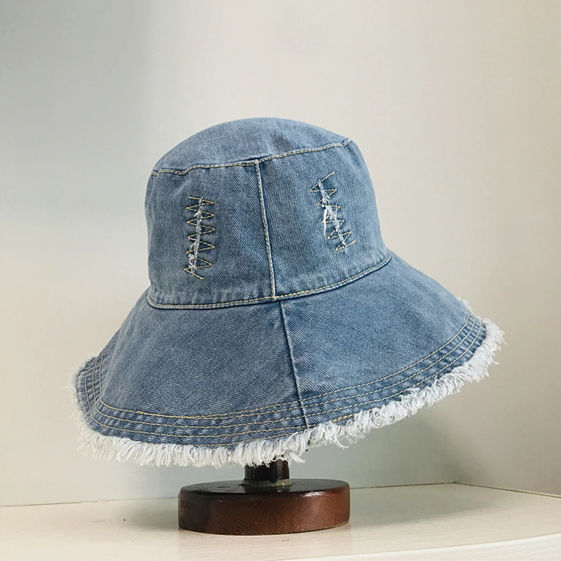 Fibonacci Fashion Bucket Hats For Women Spring Summer Panama Cap Washed Denim Casual Retro Sunscreen Beach Hat Fisherman Hat