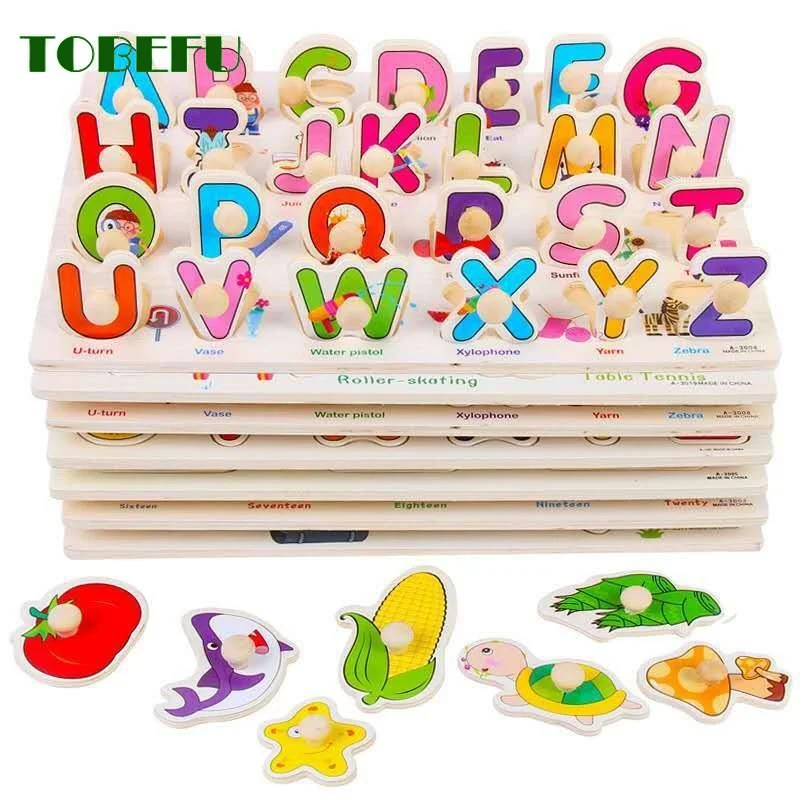 Деревянные головоломки Монтессори 3D мультяшный автомобиль животные фрукты