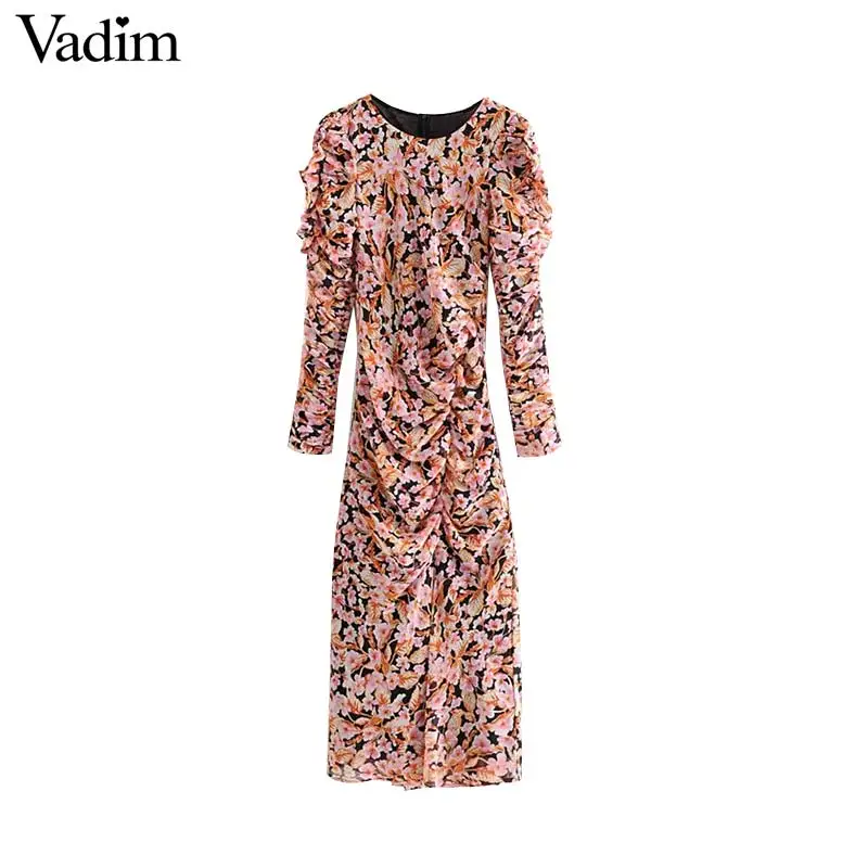 Женское элегантное платье vadim из шифона с цветочным рисунком длинное оборками и