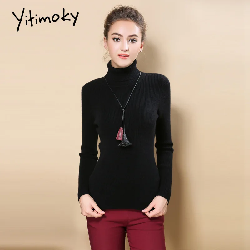 Женский свитер с высоким воротником пуловер эластичная зимняя одежда мягкий