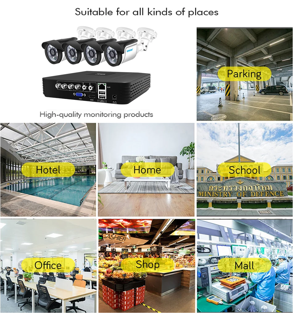 Sm4ch 1080N 5 в 1 AHD DVR комплект CCTV системы 4& 2 шт 720 P/1080 P IR AHD Camera Открытый водонепроницаемый комплект видеонаблюдения XMeye