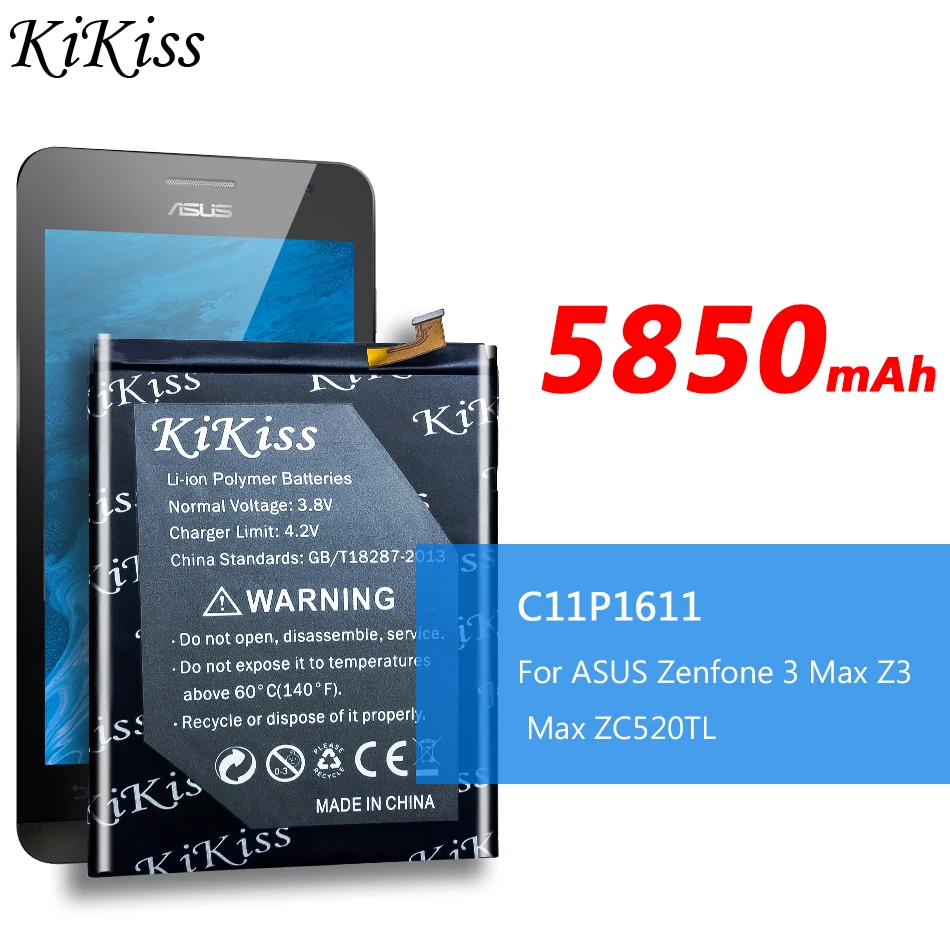 Мощный аккумулятор C11P1611 5850 мАч высокая емкость для ASUS Zenfone 3 Max ZC520TL PegASUS X008 X008D Z01B