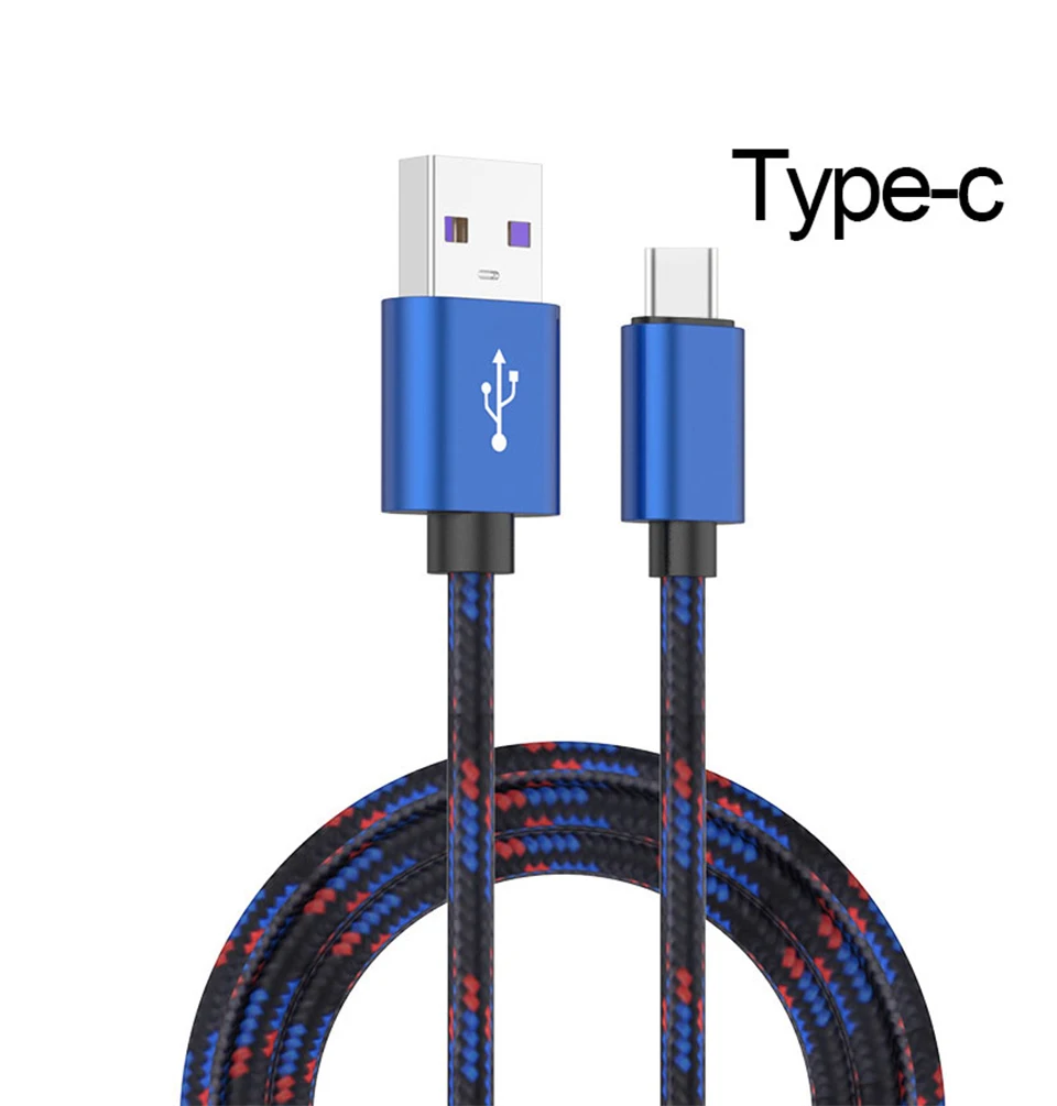Usb-кабель для мобильного телефона, микро сменный IOS type-c, синий цвет, 5А, быстрая зарядка, линия передачи данных, нейлоновый материал