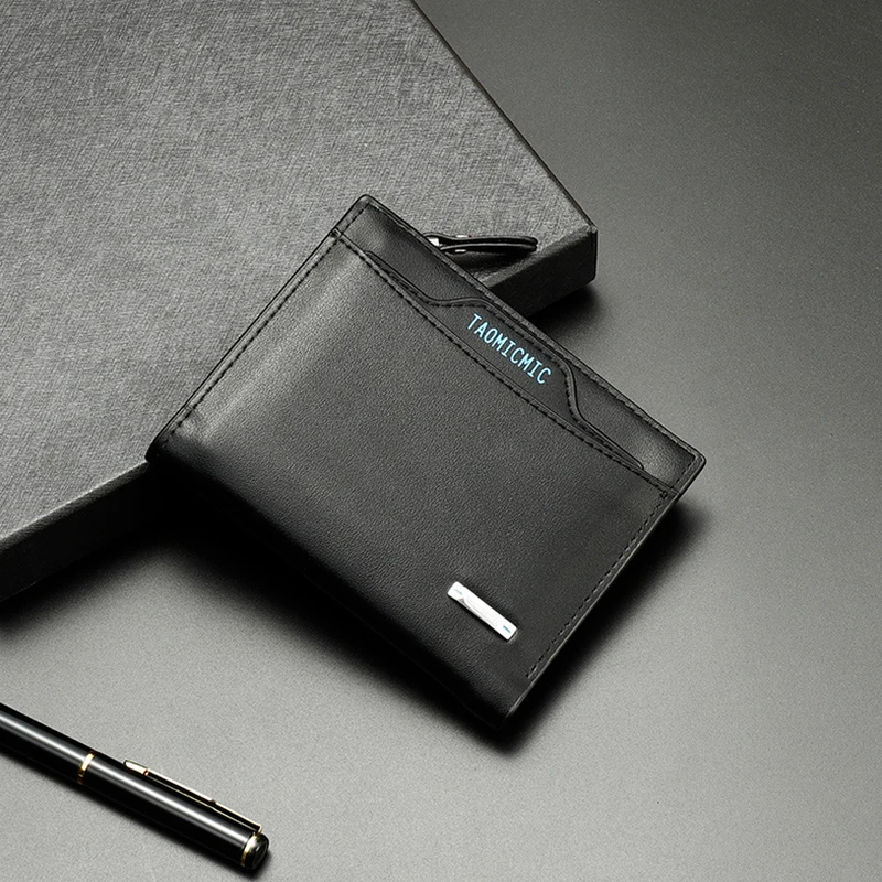 Мужской кошелек для мужчин с карманом монет отделением ID карт на молнии двойной