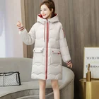 Женское длинное пальто, хлопковое пальто для студентов, зимняя куртка, теплая парка свободного покроя с капюшоном, размера плюс
