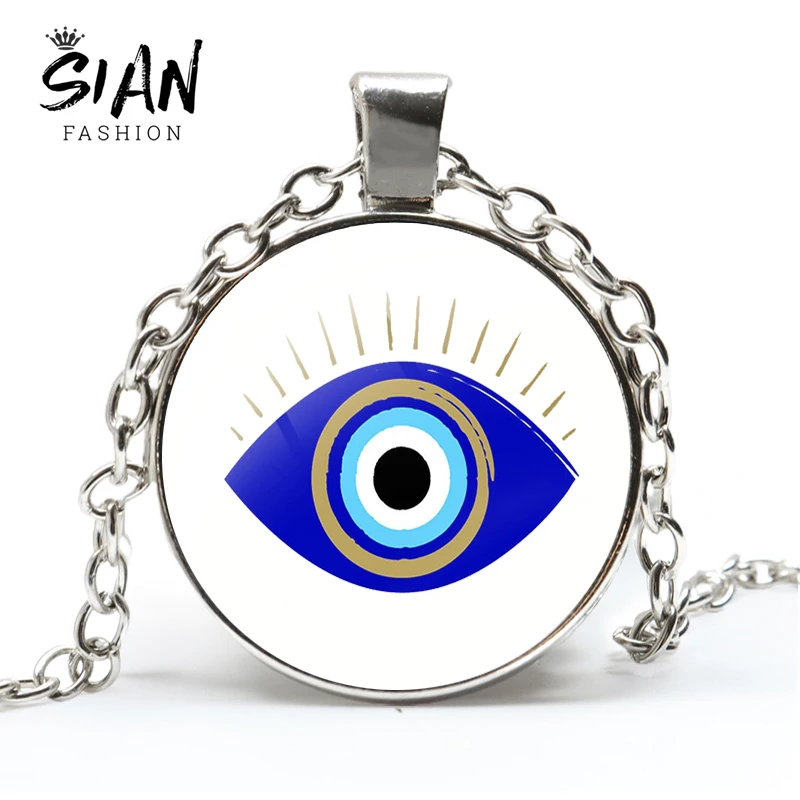 

Blue Evil Eye Choker Necklace for Women Round Greek Eye Pendant Necklace Chain New Fashion Protection Turkish Jewelry Gifts