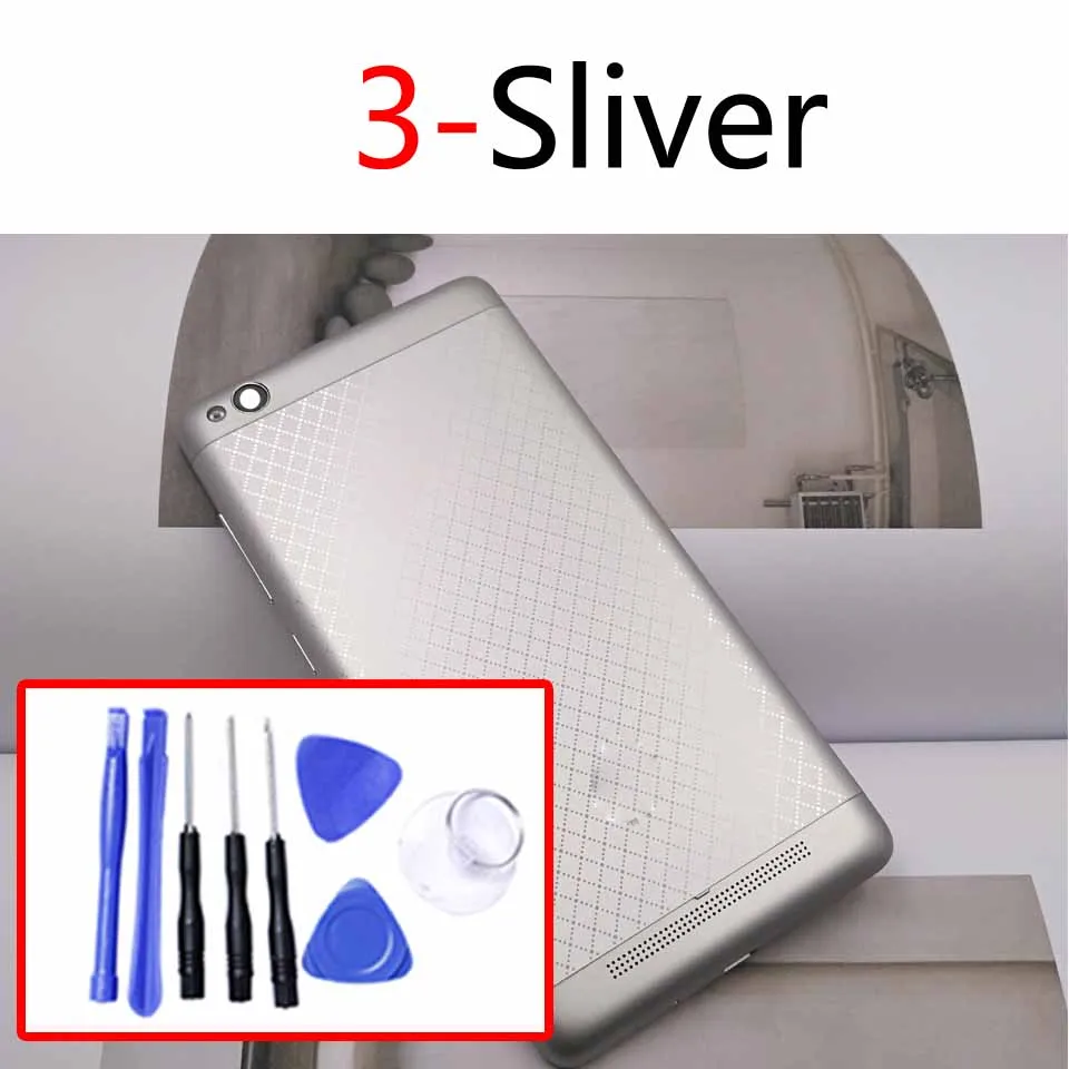 3-Sliver-With tool 3S задняя крышка батарейного отсека для Xiaomi Redmi 3 задняя крышка батарейного отсека чехол на заднюю крышку для Redmi 3S Замена корпуса КОРПУСА - Цвет: 3-Sliver-With tool