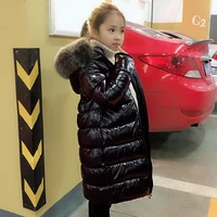 85 150 cm girls boys winter shinning long down baby kids children thick warm real fur hooded coat outer wear