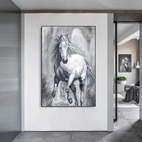 black and white running horse canvas painting modern sketch wall decor home art poster print pictures for living room decoration