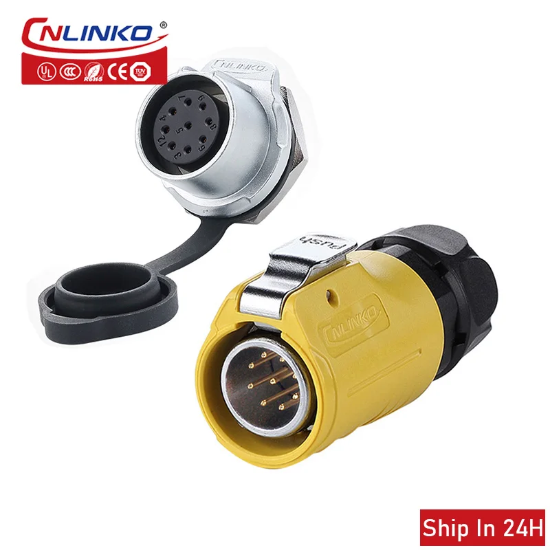 

Cnlinko LP20 Aviation 9 12pin Waterproof 5A Light Power Cable Plug Socket Adapter for Outdoor Visual Security Monitoring System