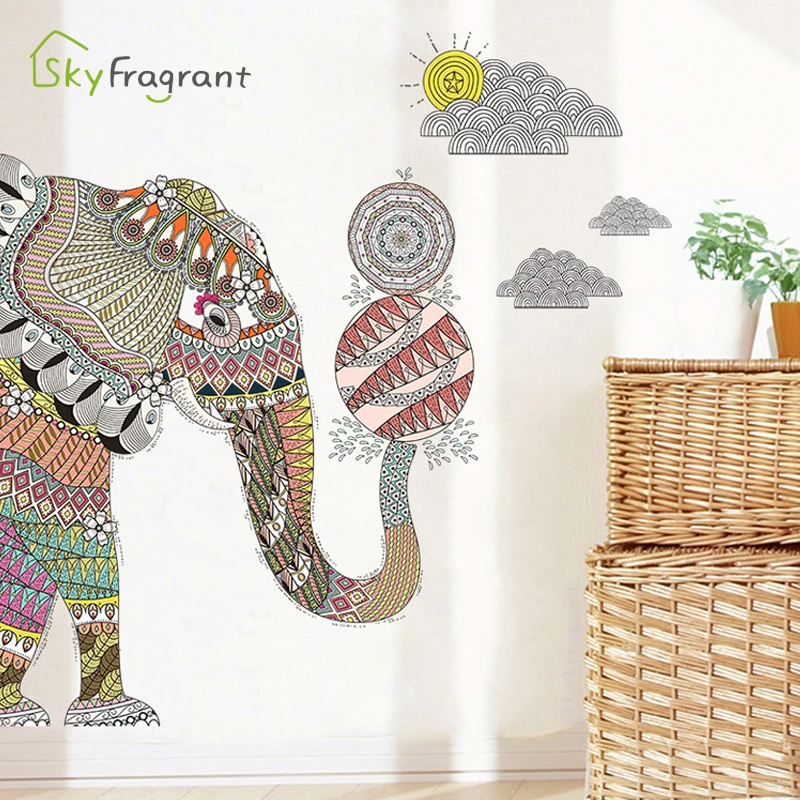 

Nordic style elephant wall sticker self-adhesive bedroom stickers room decoration living room background wall decor home decor