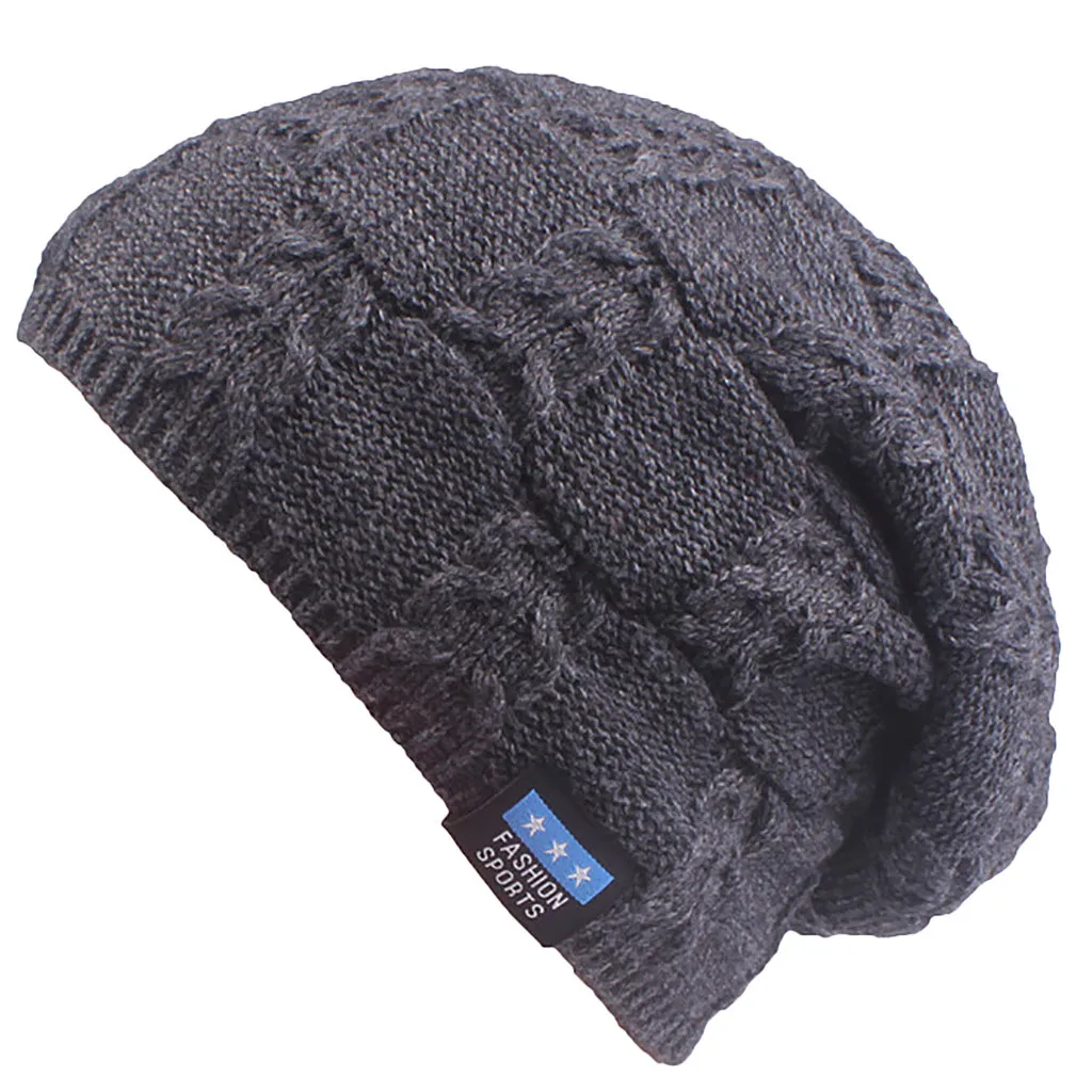 Шерстяные шляпы Вязаные Лыжные однотонные мужские береты с надписью мешковатые