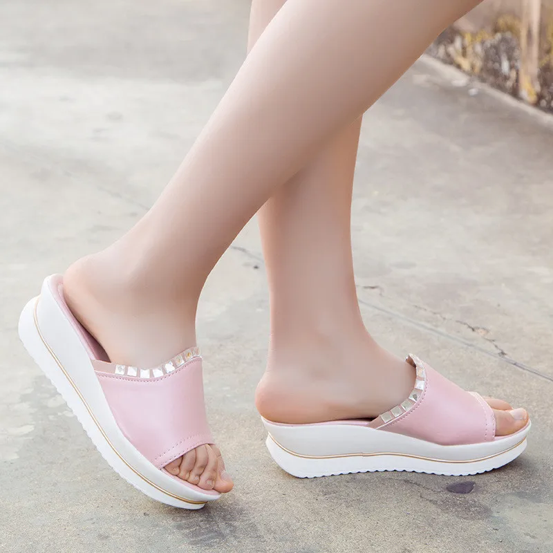 

2021 Fashion Flip Flops Women Shoes Slippers Platform Summer Shoes Open Toe Wedges Sandals Ladies Shoes Women Plus Size 35-40