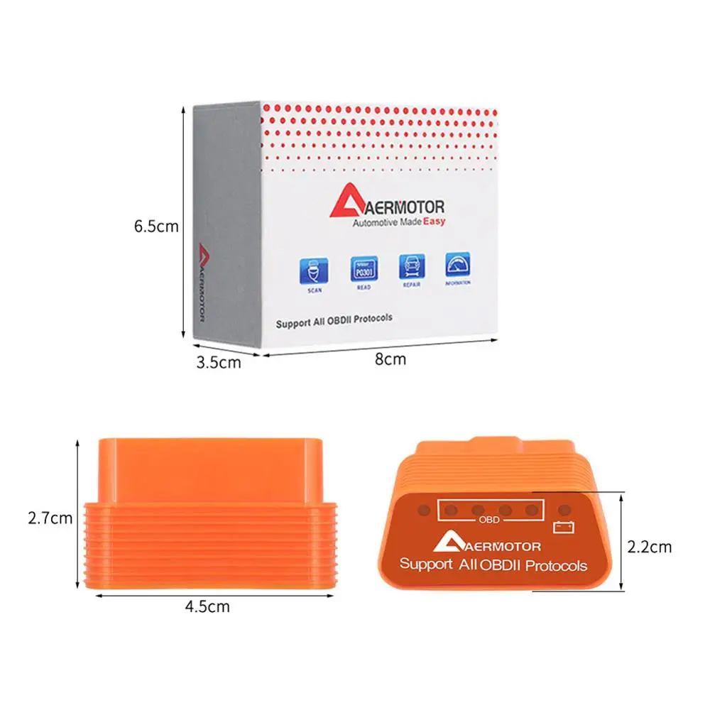 Автомобильный диагностический сканер ELM327 OBD2 адаптер для Android IOS Windows Aermotor Bluetooth 4 0