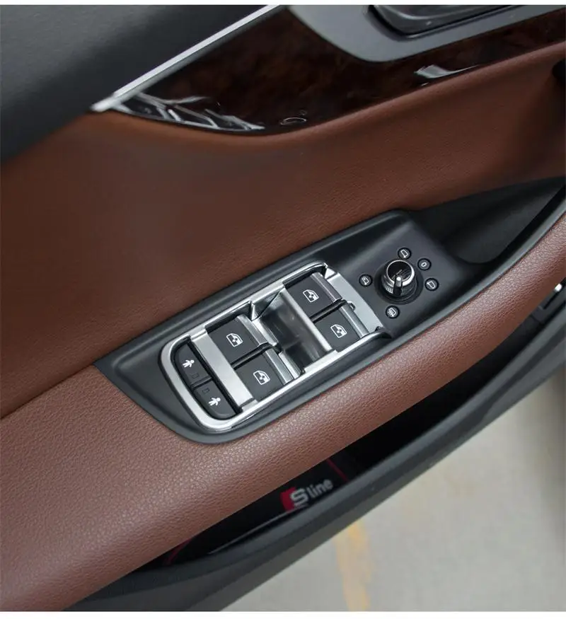 Автомобильный Стайлинг, двери, подлокотник, панель, Накладка для Audi Q7, оконное стекло, кнопки подъема, рамка, наклейка, полоса, нержавеющая сталь, авто наклейки