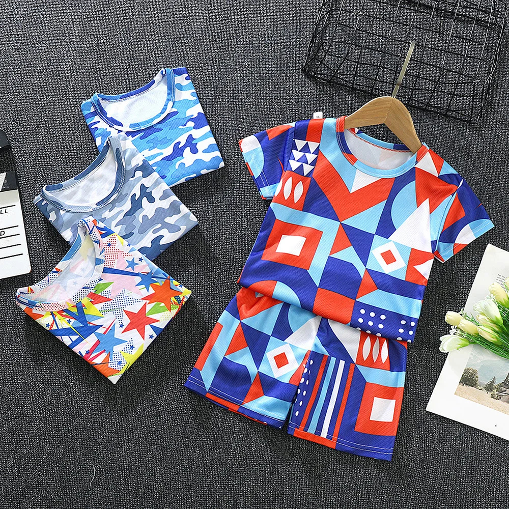 

Детский костюм с коротким рукавом, быстросохнущая одежда для футбола, баскетбола, дышащий спортивный тренировочный костюм для больших дете...