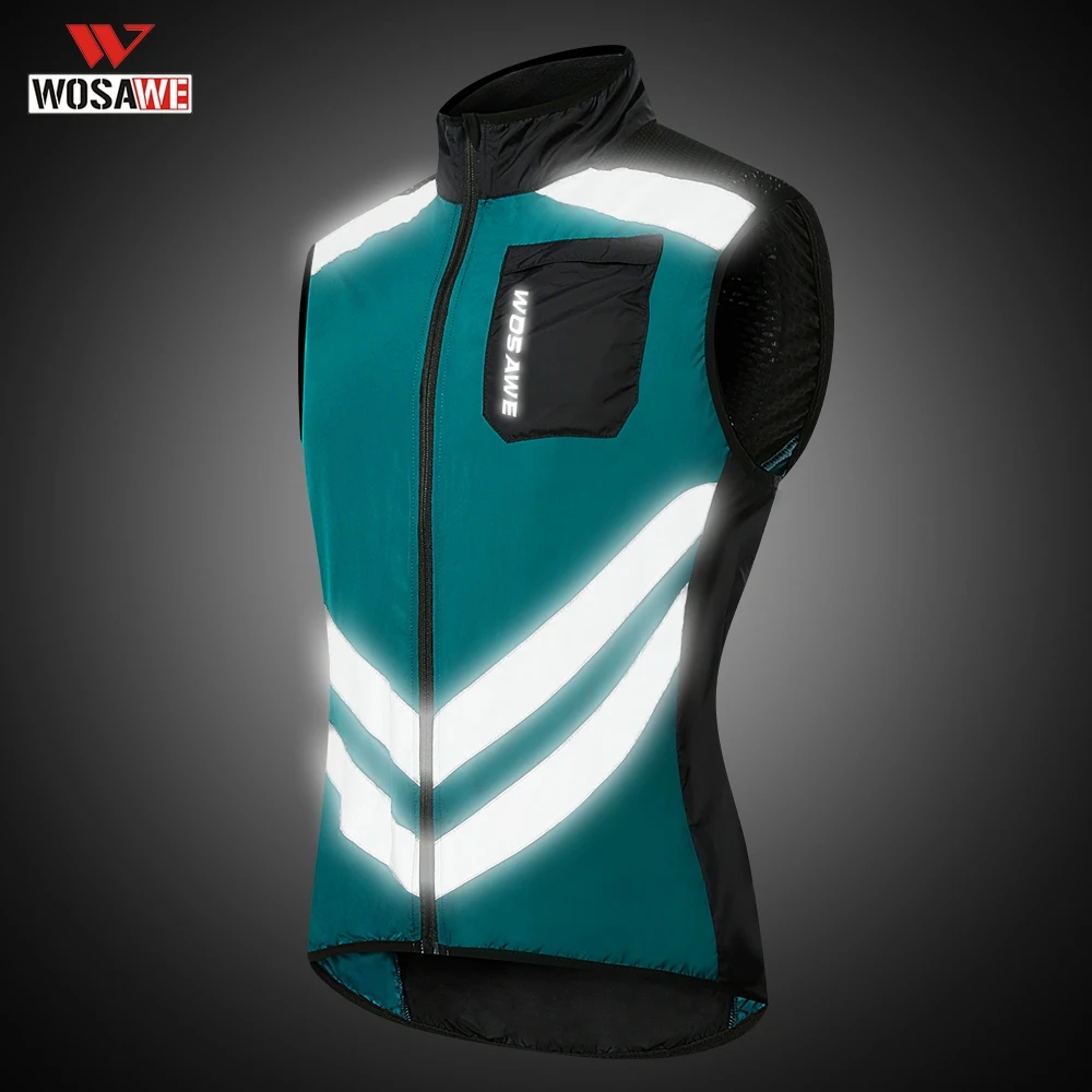 

WOSAWE Breathable Mesh Cycling Vest Ultralight Sleeveless Jersey Cycle Gilet Waistcoat Thin Reflective Safety Vest