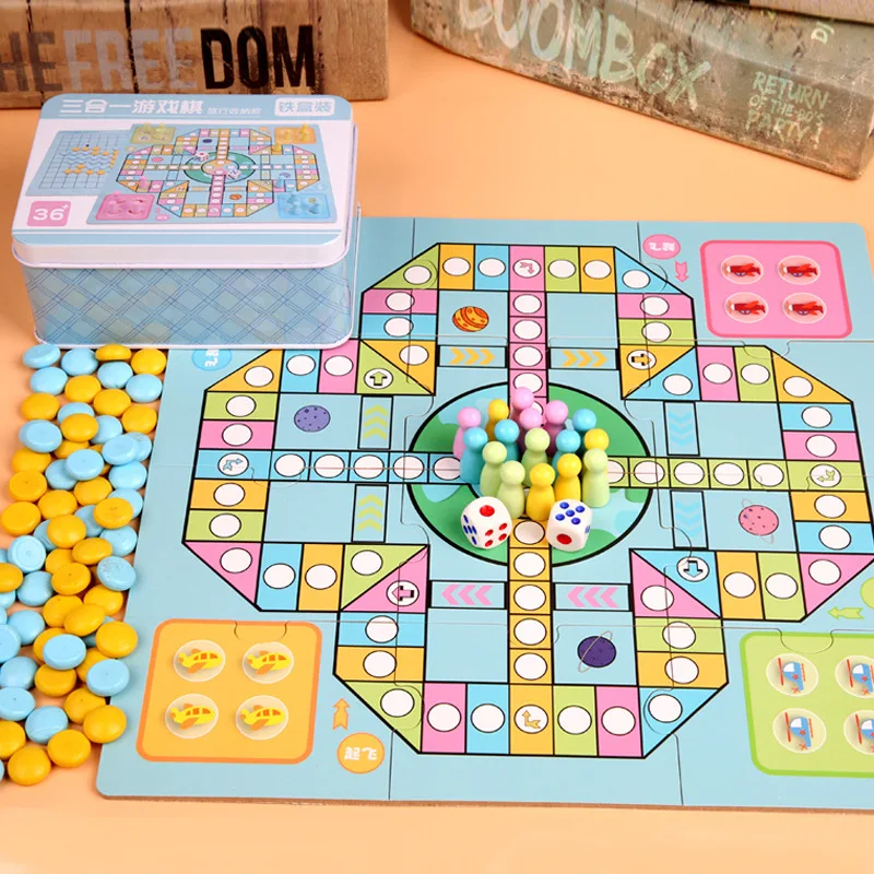 Детские шахматы на самолетах деревянные шашки многофункциональная игра пять в