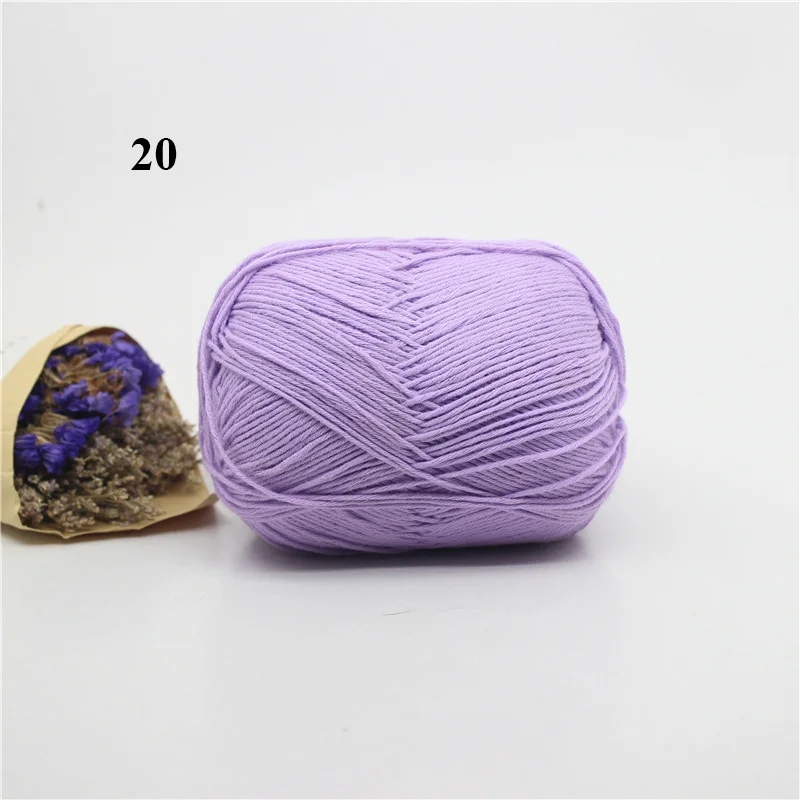 20 5pcs 5 шт. хлопок ручная вязка пряжа Органическая чесаная пряжа для вязания моющаяся Рекомендуемая иглы для вязания крючком № 2 - Цвет: 20 5pcs