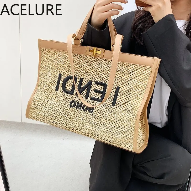 

Сумка-тоут ACELURE Женская сетчатая, модный саквояж с надписью, плетеная сумочка большой вместимости, чемоданчик на плечо