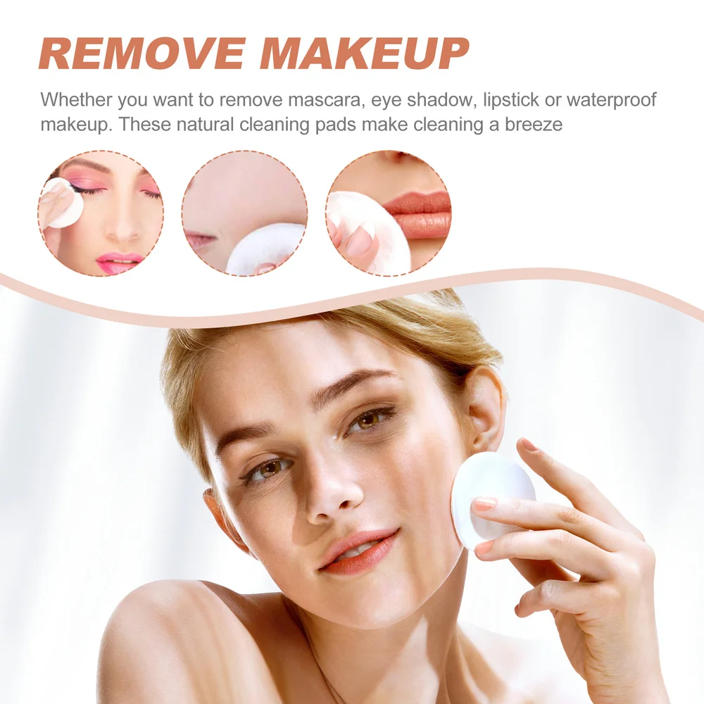 

1 Set of Powder Removal Pads Bamboo Fiber Makeup Remover Pads with Storage Bag