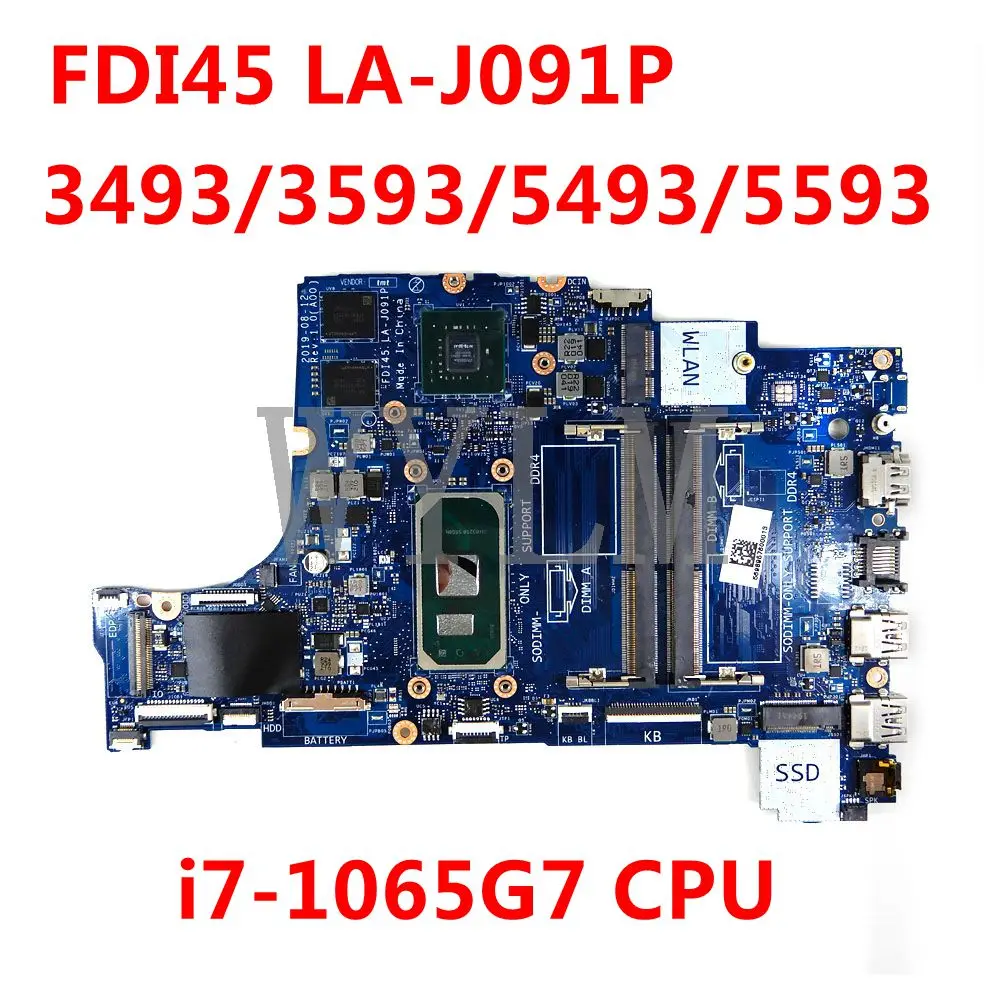 

CN 050RDR 50RDR FDI45 LA-J091P i7-1065G7 CPU Mainboard For DELL 3493/3593/5493/5593 Laptop Motherboard 100%Tested Working Well