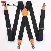 3 5cm adult suspender straps adjustable elastic x shape clip on mens suspenders 4 hooks clip pants braces for male belt straps