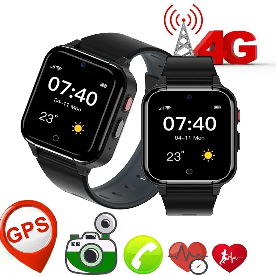 

4G Smart Видеозвонок пожилых старые сердечного ритма крови Давление монитор GPS WI-FI Трассировка найдите Камера термометр Смарт-часы